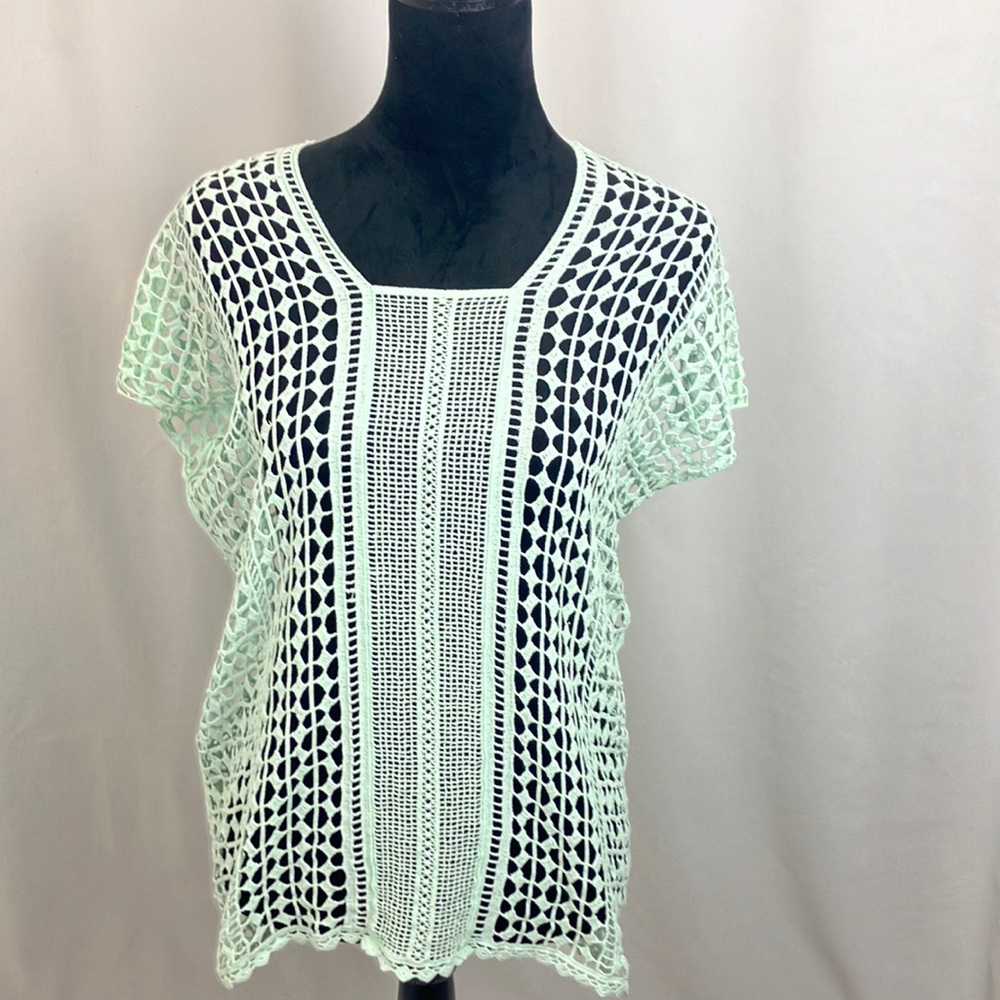 Nurture Mint Green Crochet Women's Top size medium